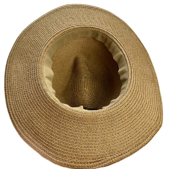 Women's OSFM Beige Paper Braided Fedora With A Bow Band - Picture 9 of 10